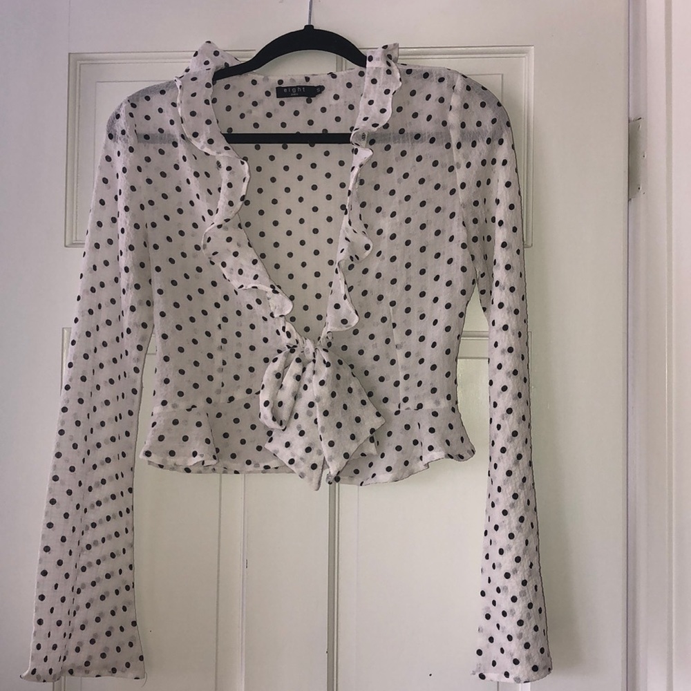 NASTY GAL | black and white sheer blouse